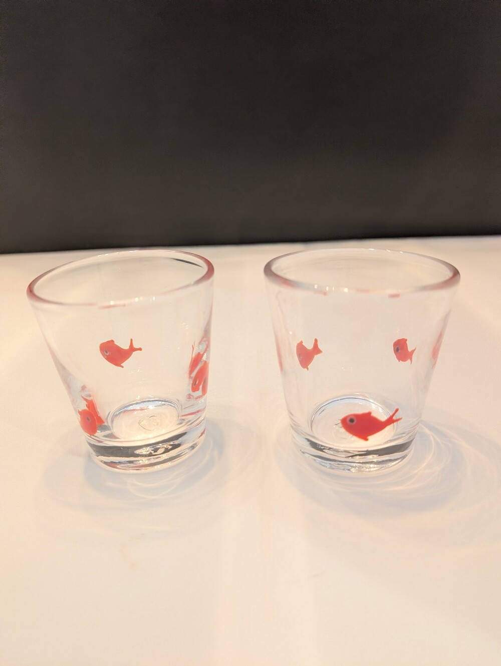 Crate & Barrel Go Fish Koi Small Juice/Shot Glasses - Set of 2
